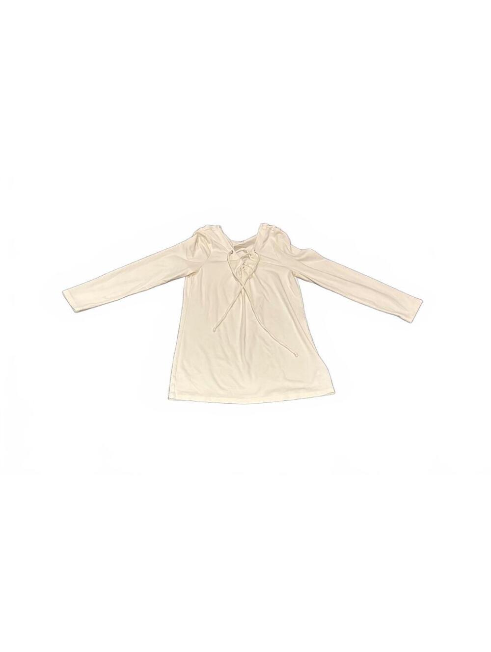 Old Navy Cream Long Sleeve Lace-Up Top, Medium